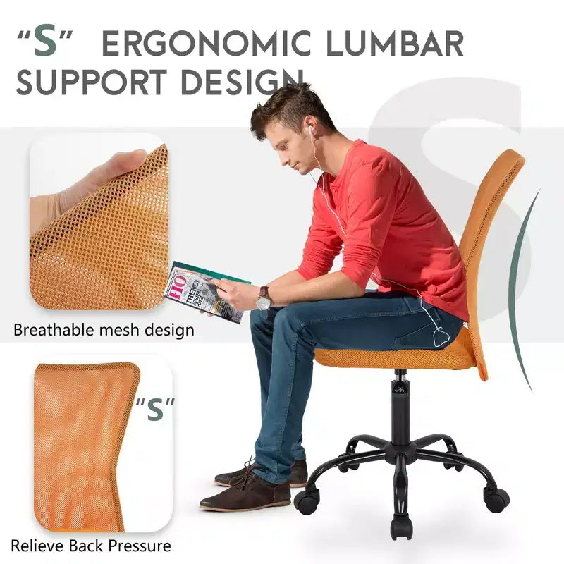 Chaise de bureau sans accoudoirs en maille, dossier mi-hauteur, avec soutien lombaire, réglable en hauteur, 113 kg
