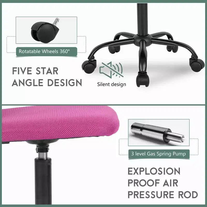 Chaise de bureau sans accoudoirs en maille, dossier mi-hauteur, avec soutien lombaire, réglable en hauteur, 113 kg