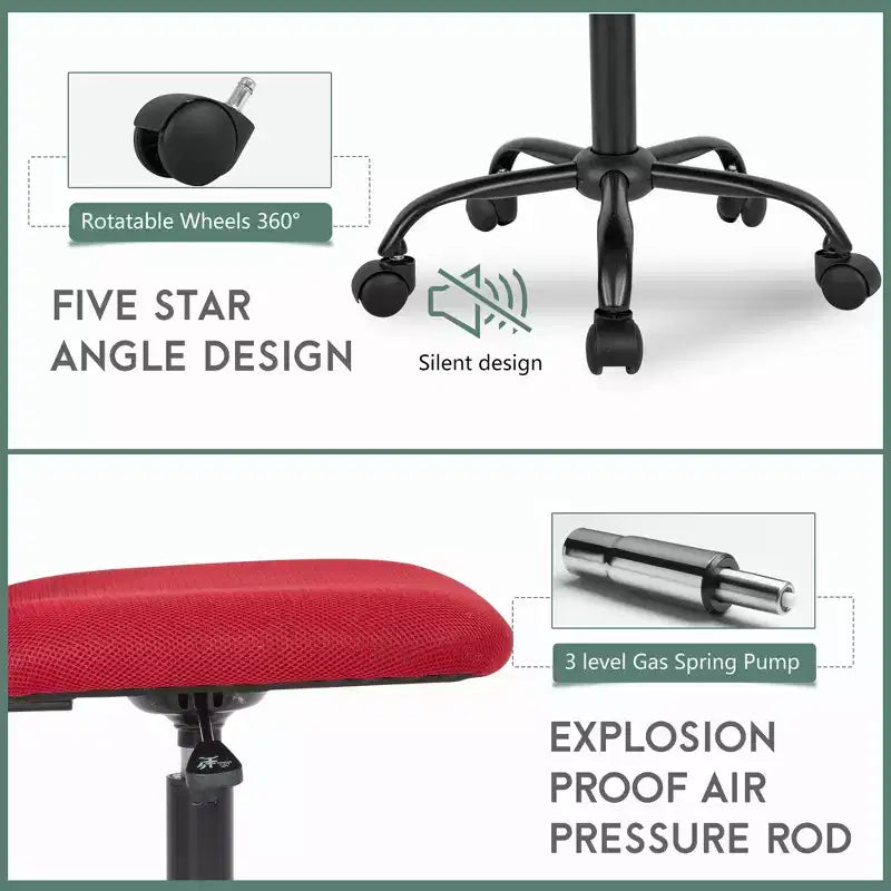 Chaise de bureau sans accoudoirs en maille, dossier mi-hauteur, avec soutien lombaire, réglable en hauteur, 113 kg