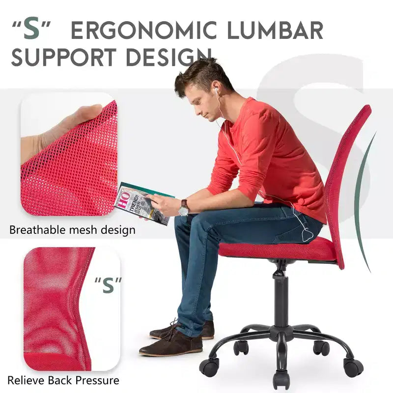 Chaise de bureau sans accoudoirs en maille, dossier mi-hauteur, avec soutien lombaire, réglable en hauteur, 113 kg