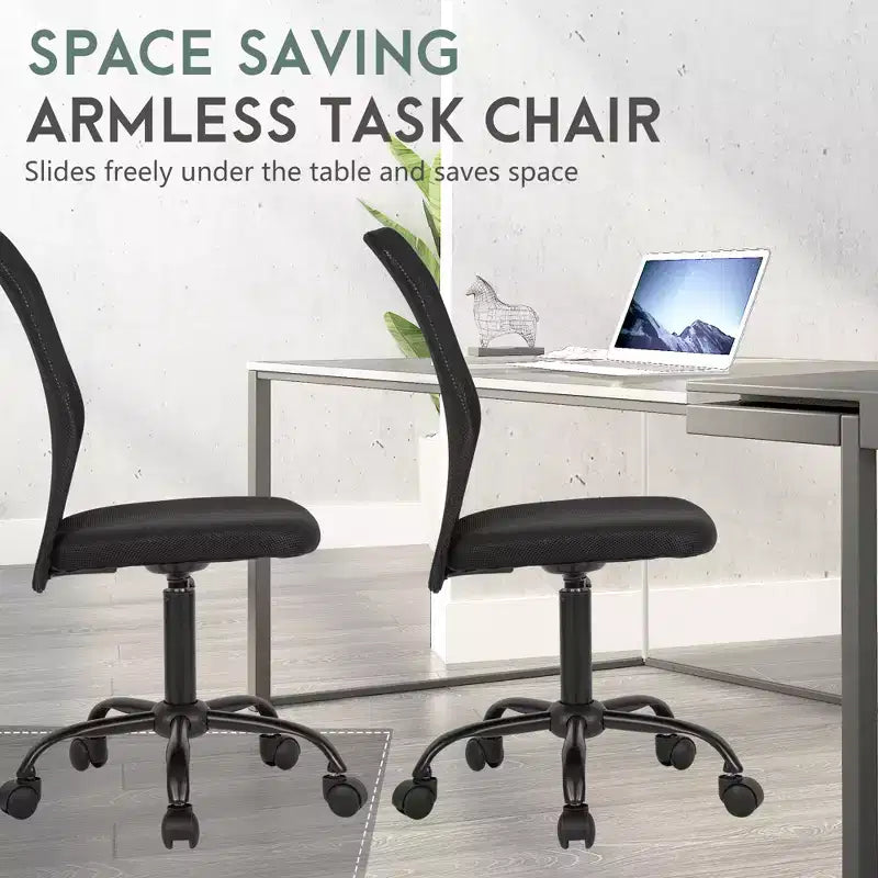 Chaise de bureau sans accoudoirs en maille, dossier mi-hauteur, avec soutien lombaire, réglable en hauteur, 113 kg