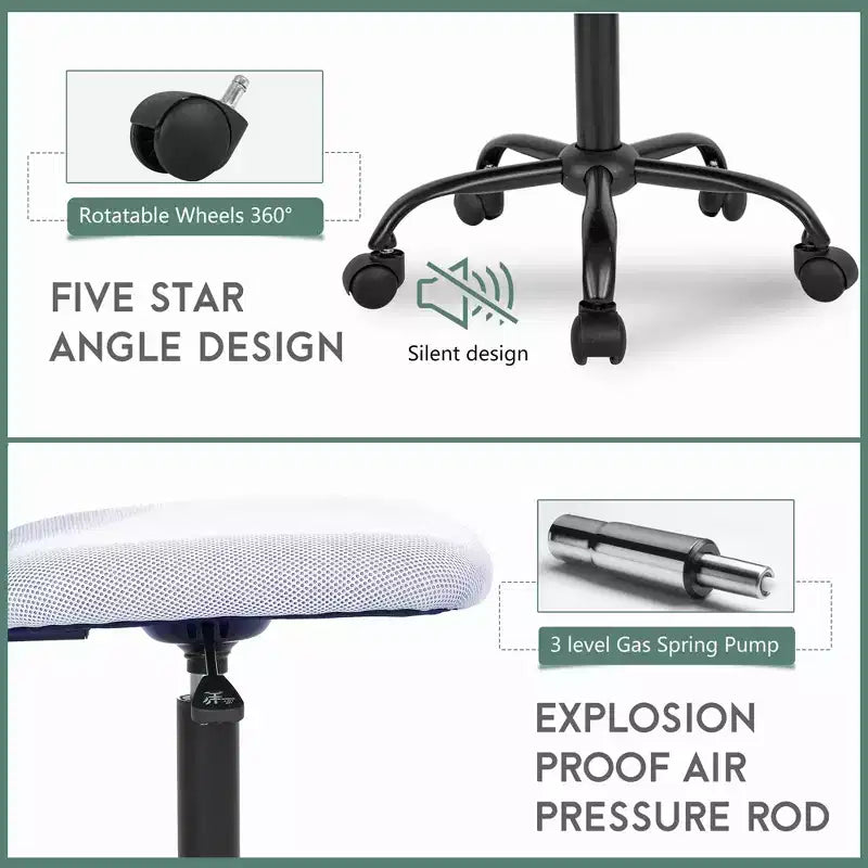 Chaise de bureau sans accoudoirs en maille, dossier mi-hauteur, avec soutien lombaire, réglable en hauteur, 113 kg
