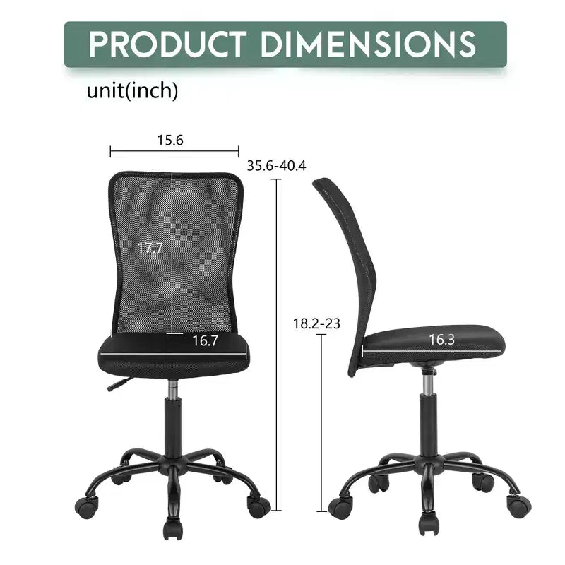 Chaise de bureau sans accoudoirs en maille, dossier mi-hauteur, avec soutien lombaire, réglable en hauteur, 113 kg