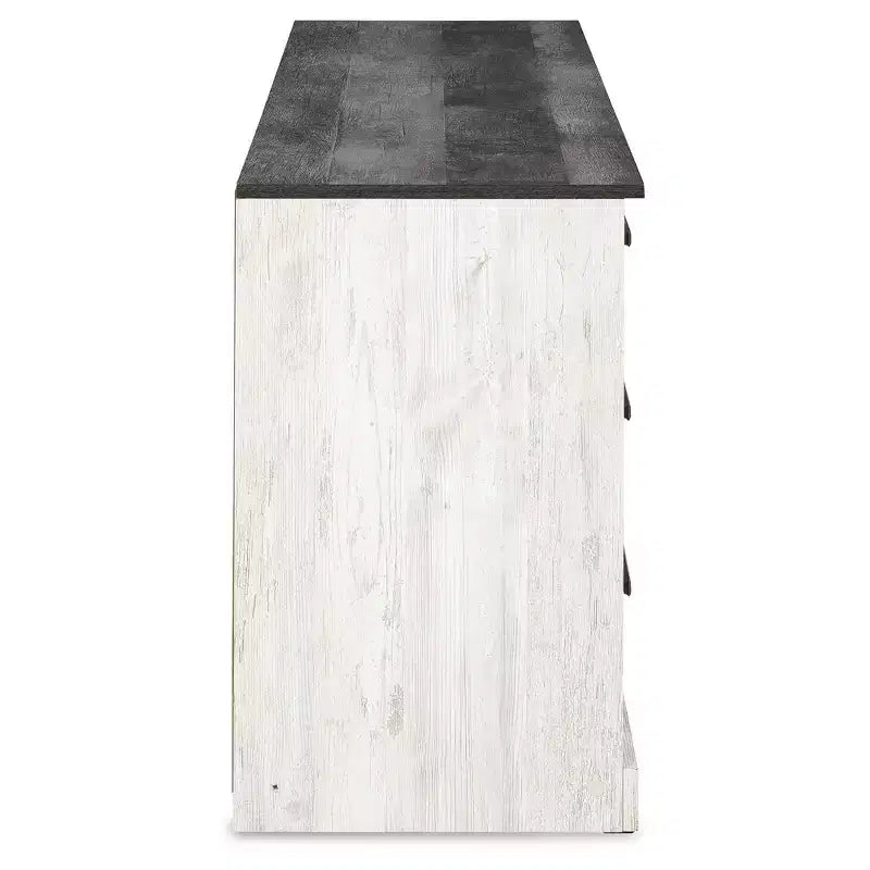 6-Drawer Dresser, Two-Tone Whitewash & Rustic Gray, Modern Farmhouse, 52.72"W