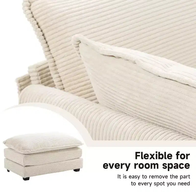Fauteuil d'appoint moderne en velours côtelé avec pouf