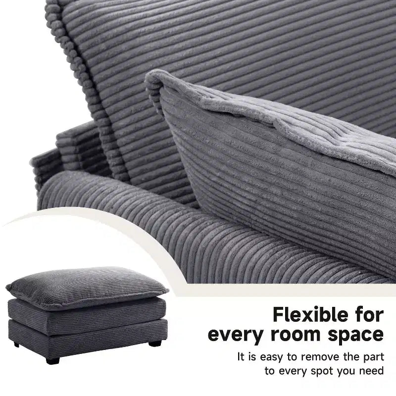 Fauteuil d'appoint moderne en velours côtelé avec pouf