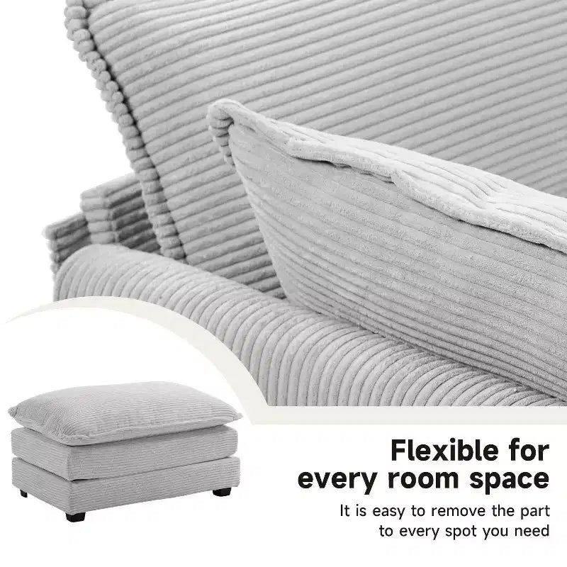 Fauteuil d'appoint moderne en velours côtelé avec pouf