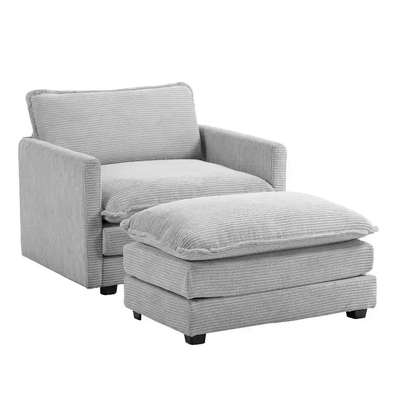 Fauteuil d'appoint moderne en velours côtelé avec pouf