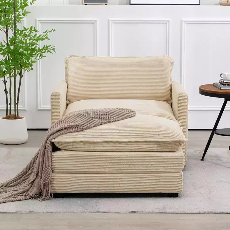 Fauteuil d'appoint moderne en velours côtelé avec pouf