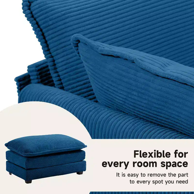 Fauteuil d'appoint moderne en velours côtelé avec pouf
