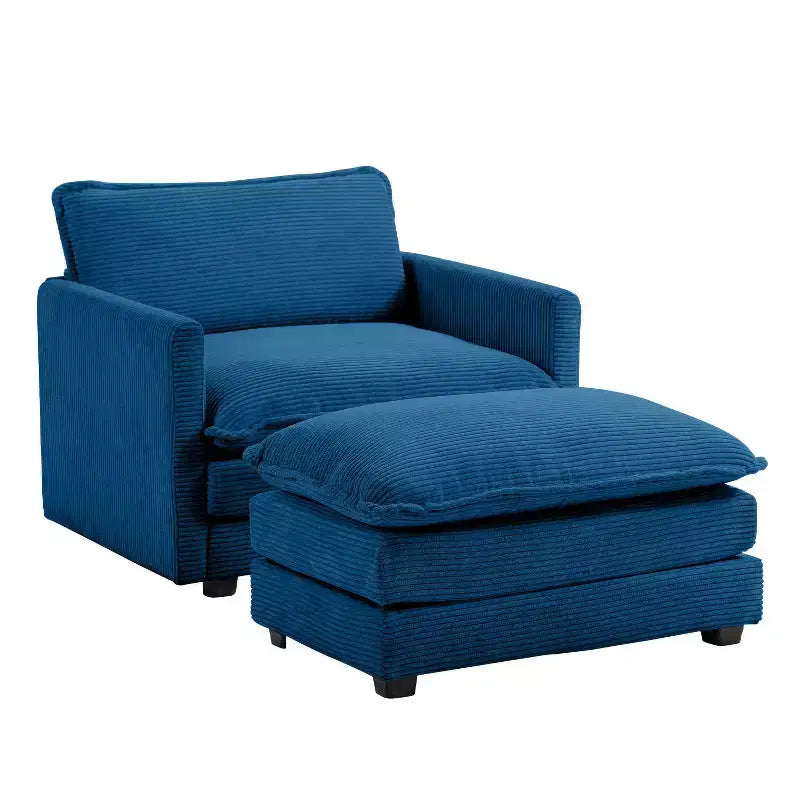 Fauteuil d'appoint moderne en velours côtelé avec pouf