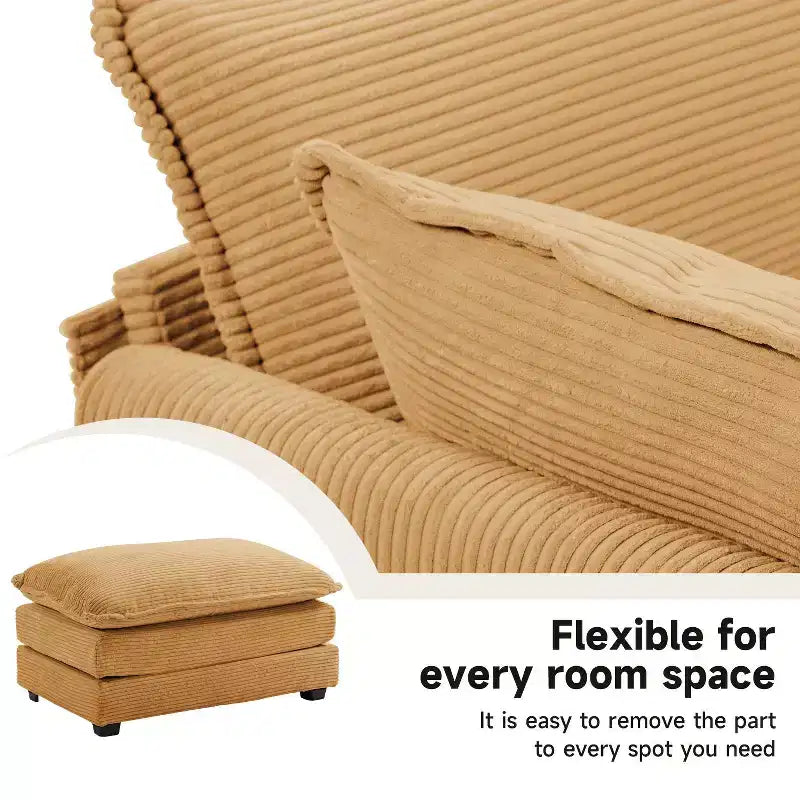 Fauteuil d'appoint moderne en velours côtelé avec pouf