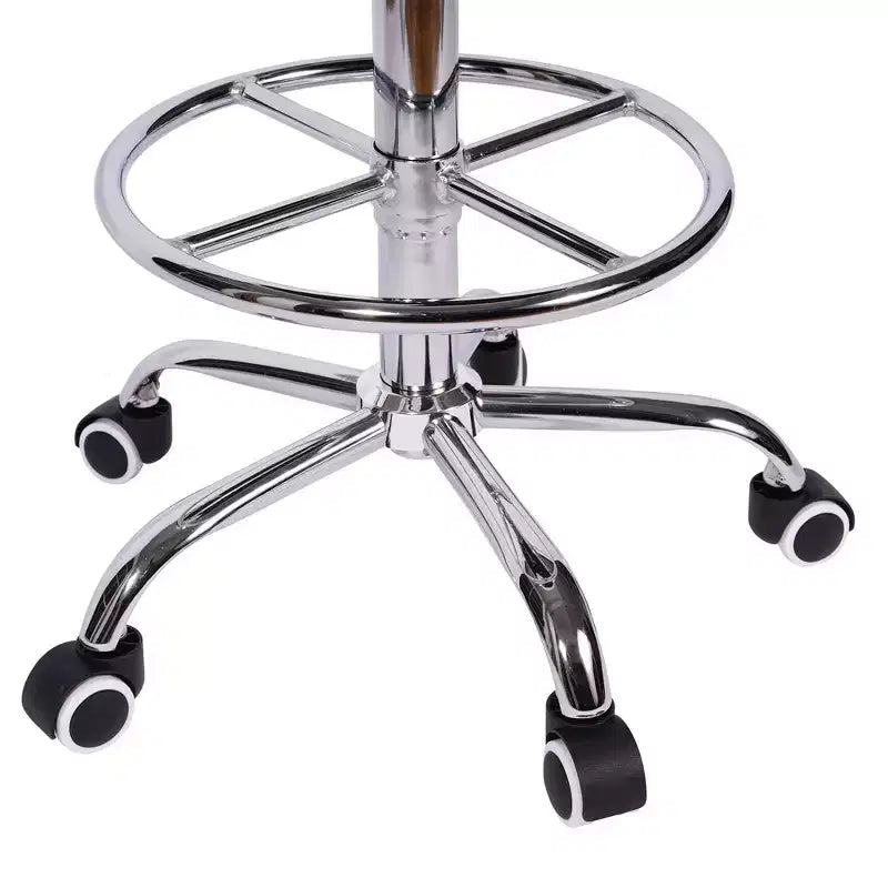 Tabouret roulant rond en similicuir PU, hauteur réglable de 71 à 92 cm, capacité de 150 kg