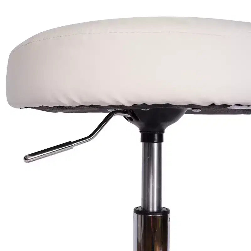Tabouret roulant rond en similicuir PU, hauteur réglable de 71 à 92 cm, capacité de 150 kg