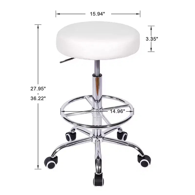 Tabouret roulant rond en similicuir PU, hauteur réglable de 71 à 92 cm, capacité de 150 kg
