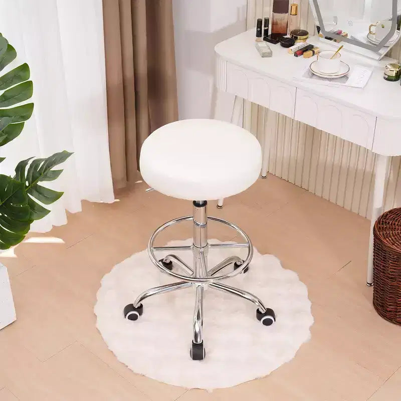 Tabouret roulant rond en similicuir PU, hauteur réglable de 71 à 92 cm, capacité de 150 kg