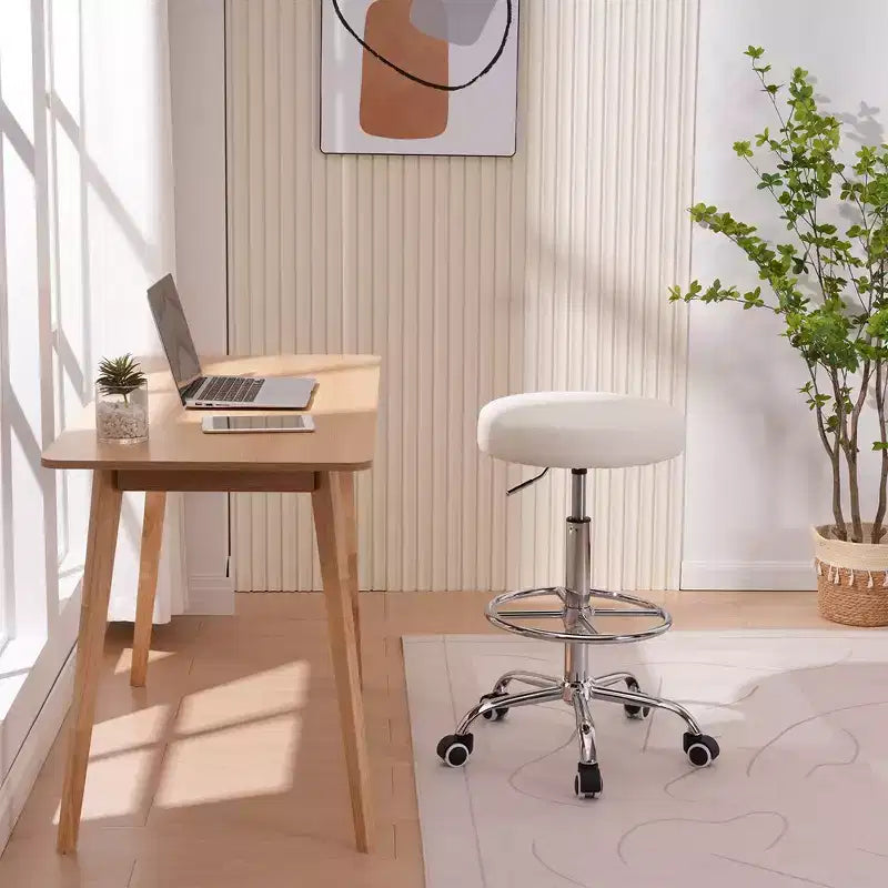 Tabouret roulant rond en similicuir PU, hauteur réglable de 71 à 92 cm, capacité de 150 kg