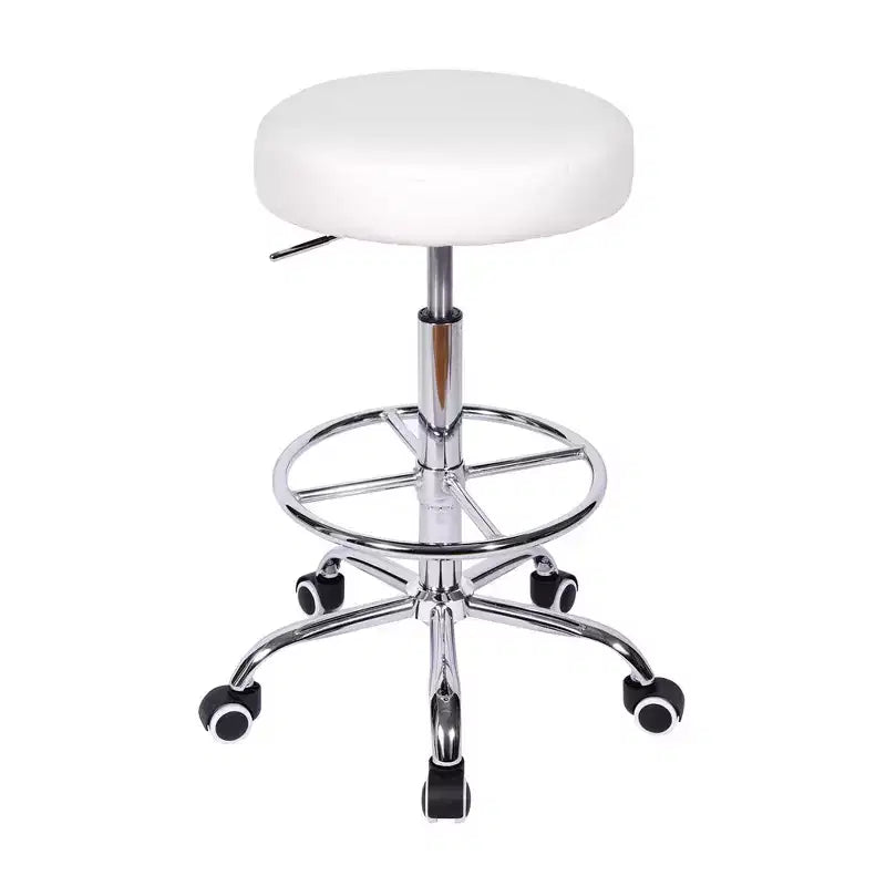 Round PU Leather Rolling Stool, Height Adjustable 27.95"-36.22", 330 lb Capacity