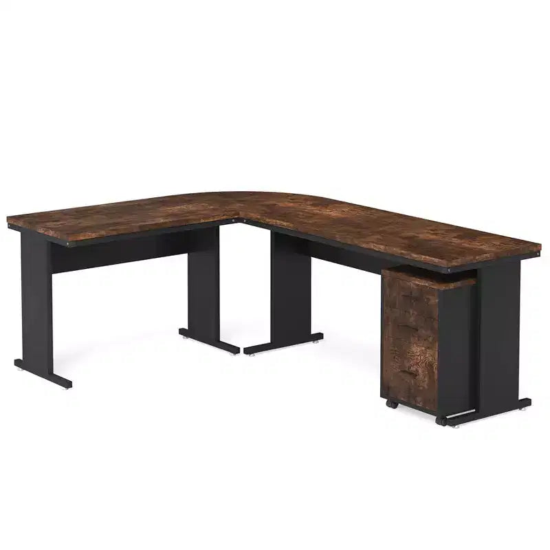 Lantine 82.68 L-Shaped Executive Desk with 3-Drawer Mobile File Cabinet