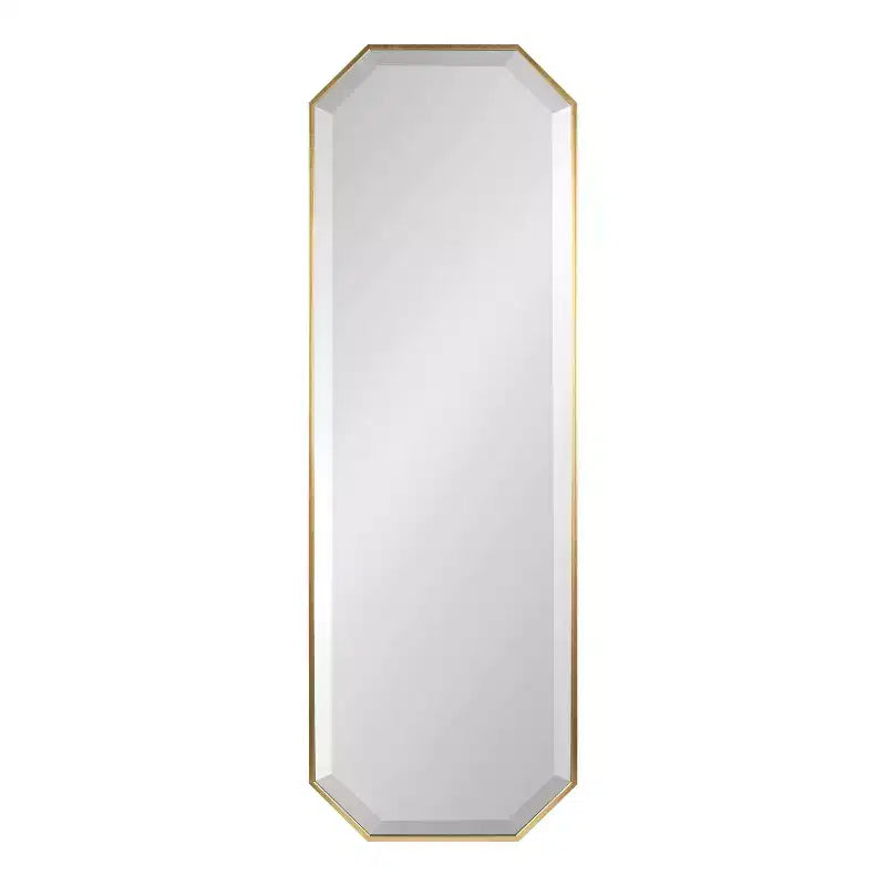 Miroir mural pleine longueur 16" x 48", forme octogonale, verre biseauté, encadré