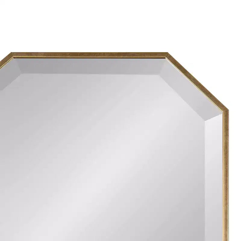 Miroir mural pleine longueur 16" x 48", forme octogonale, verre biseauté, encadré