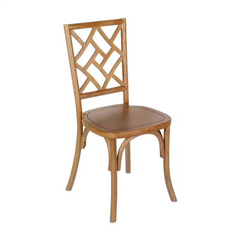 Chaise de salle à manger empilable en bois massif de qualité commerciale, dossier complexe, 158 kg, garantie de 5 ans