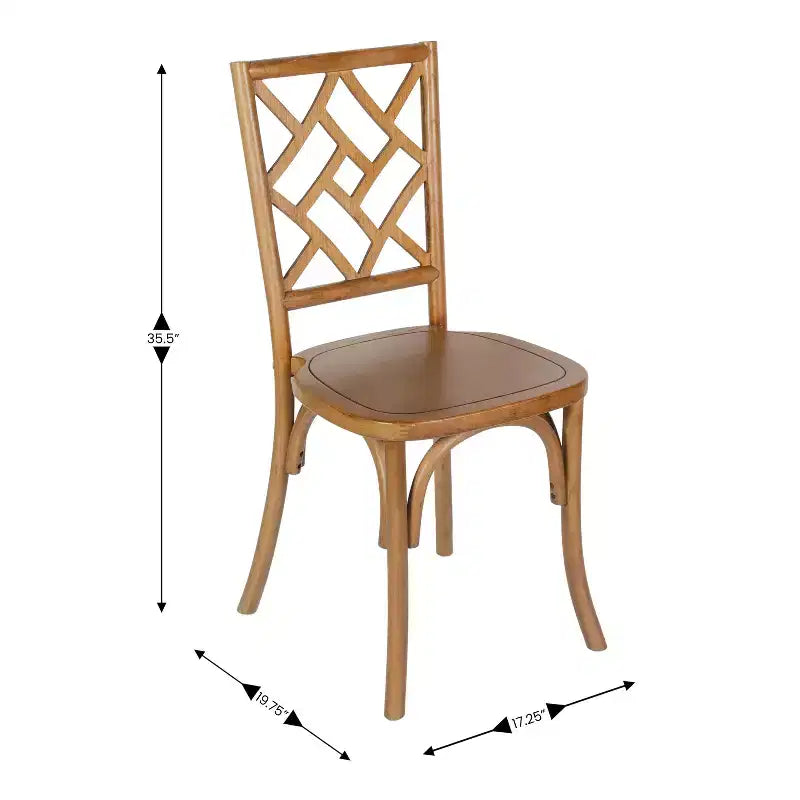 Chaise de salle à manger empilable en bois massif de qualité commerciale, dossier complexe, 158 kg, garantie de 5 ans