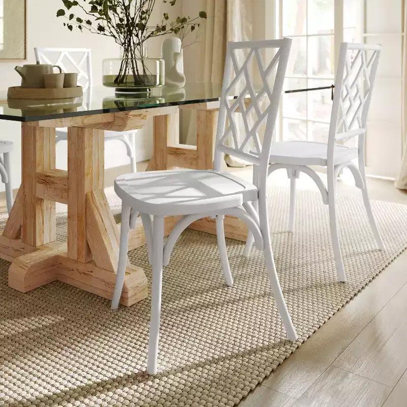 Chaise de salle à manger empilable en bois massif de qualité commerciale, dossier complexe, 158 kg, garantie de 5 ans
