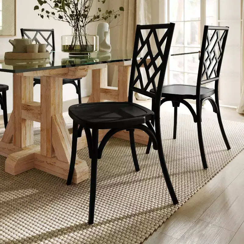 Commercial Grade Solid Wood Stackable Dining Chair, Intricate Back, 350 lb, 5-Year Warranty