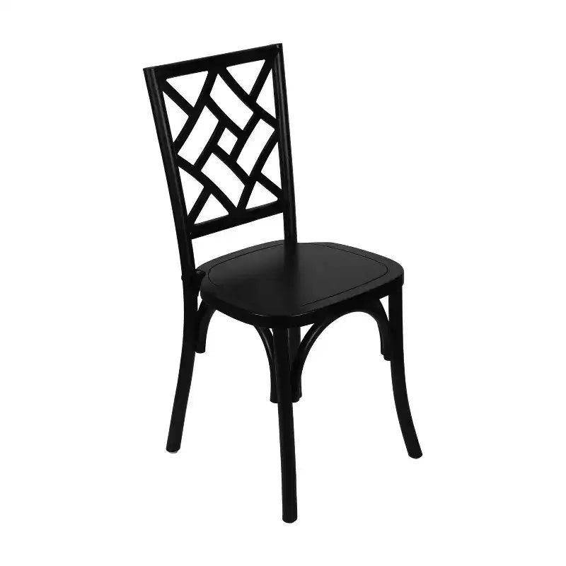 Chaise de salle à manger empilable en bois massif de qualité commerciale, dossier complexe, 158 kg, garantie de 5 ans