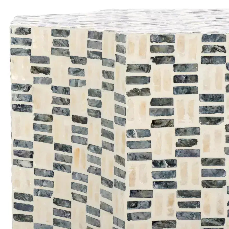 Mosaic Capiz Inlay Accent Table, White/Black, 18.1" W, 66 lb Capacity