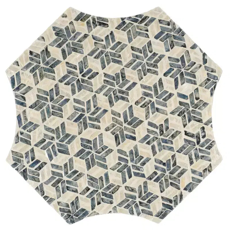 Mosaic Capiz Inlay Accent Table, White/Black, 18.1" W, 66 lb Capacity