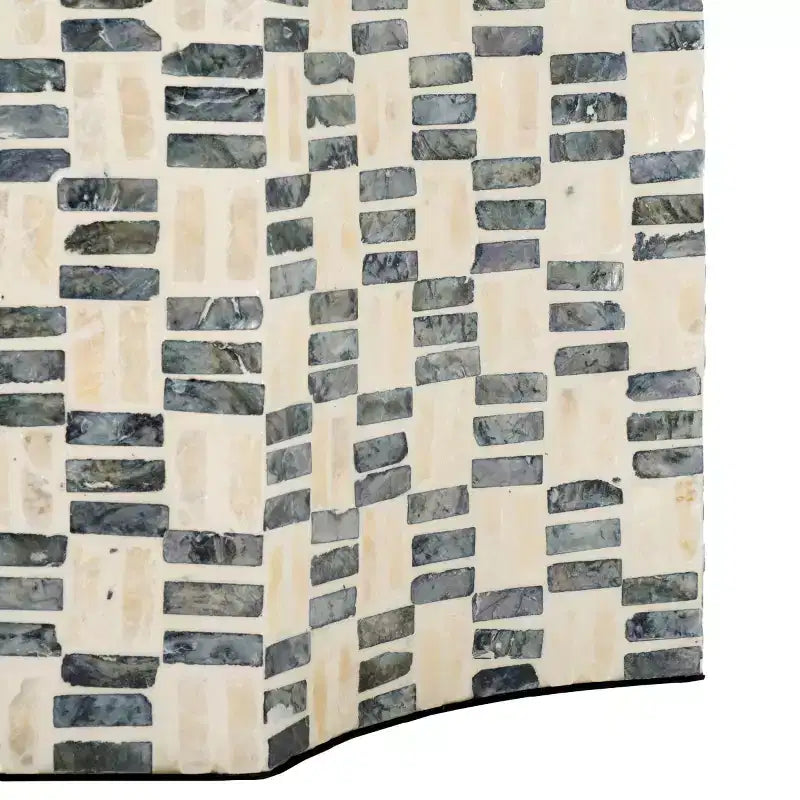 Table d'appoint mosaïque incrustée de capiz, blanc/noir, 46 cm de large, capacité de 30 kg