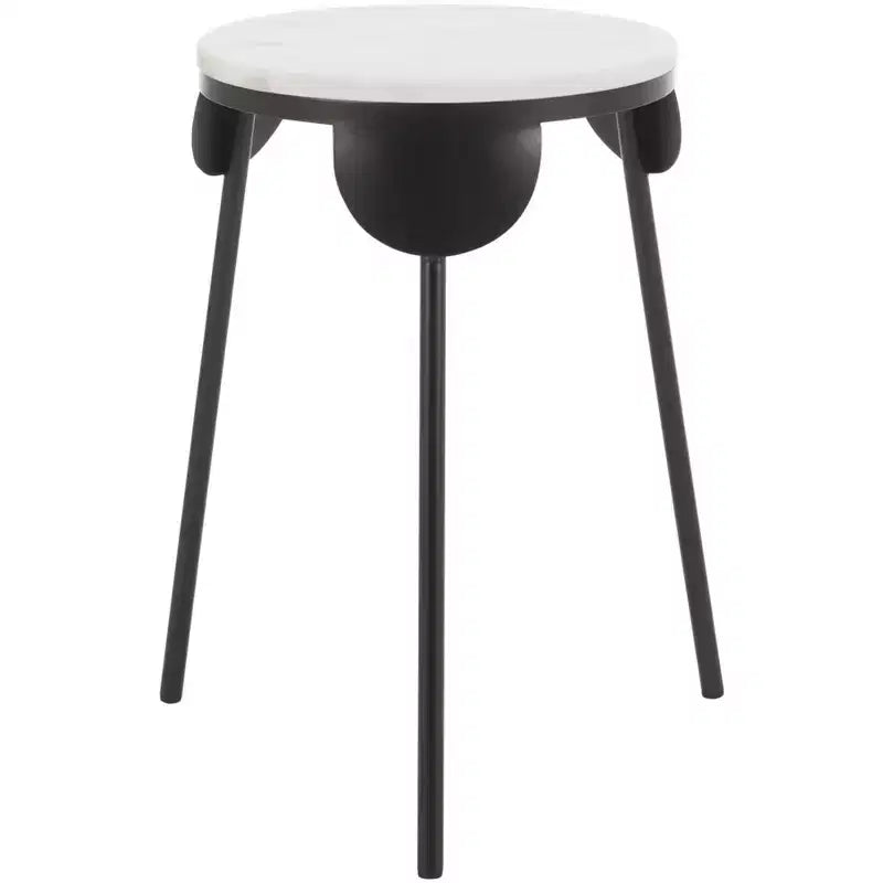 Everbrooke Round Accent Table - ACC4607A - White Marble/Black - Safavieh