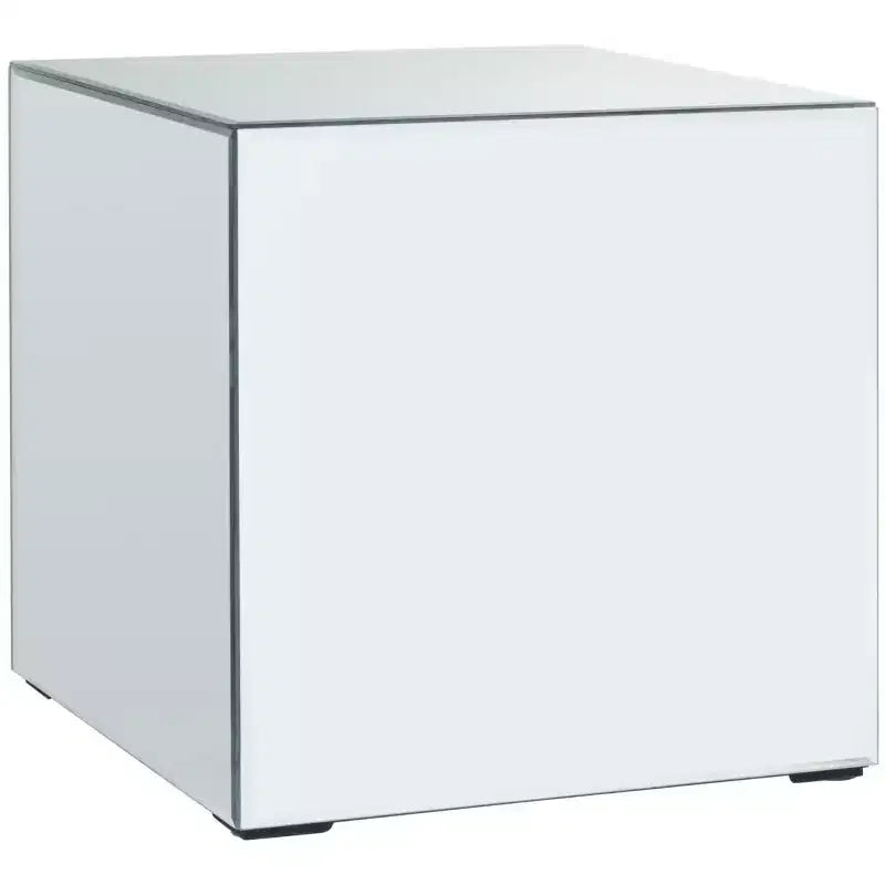 Table d'appoint miroir carrée, Argent/Miroir, Cube de 40,4 cm, Capacité de 18 kg