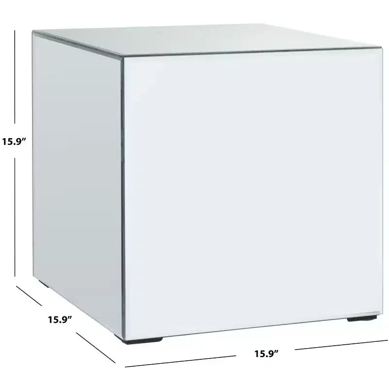 Table d'appoint miroir carrée, Argent/Miroir, Cube de 40,4 cm, Capacité de 18 kg