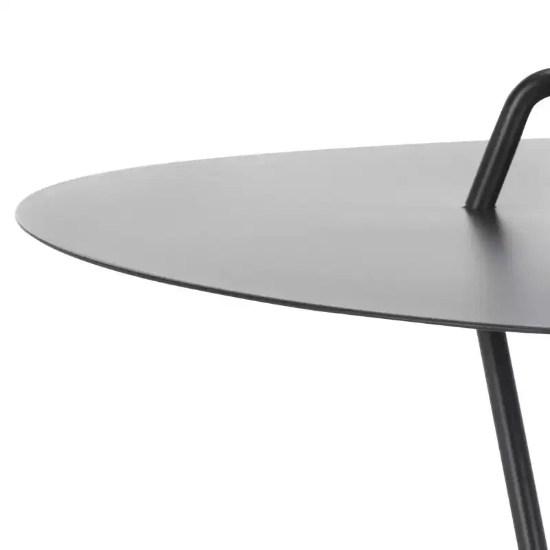 Round Iron Side Table, Matte Black, Angular Legs, 17.7" W, 22 lb Capacity