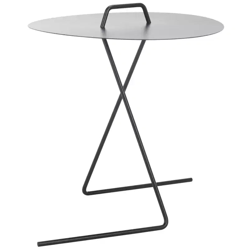 Table d'appoint ronde en fer, noir mat, pieds angulaires, 45 cm (17,7 po) de large, capacité de 10 kg (22 lb)