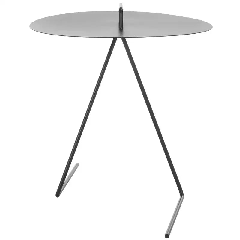 Table d'appoint ronde en fer, noir mat, pieds angulaires, 45 cm (17,7 po) de large, capacité de 10 kg (22 lb)