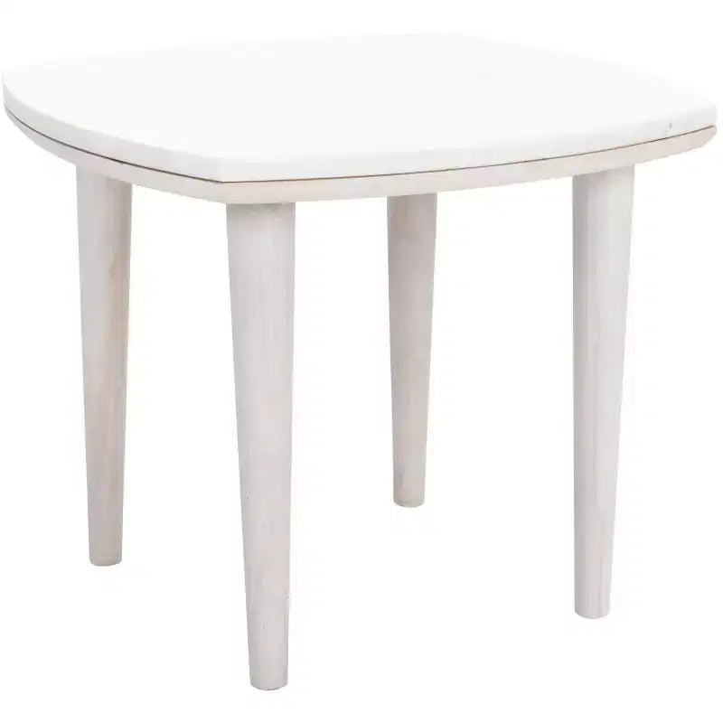 Table d'appoint en marbre du milieu du siècle, pieds en bois d'acacia, finition noyer, capacité de 13,6 kg