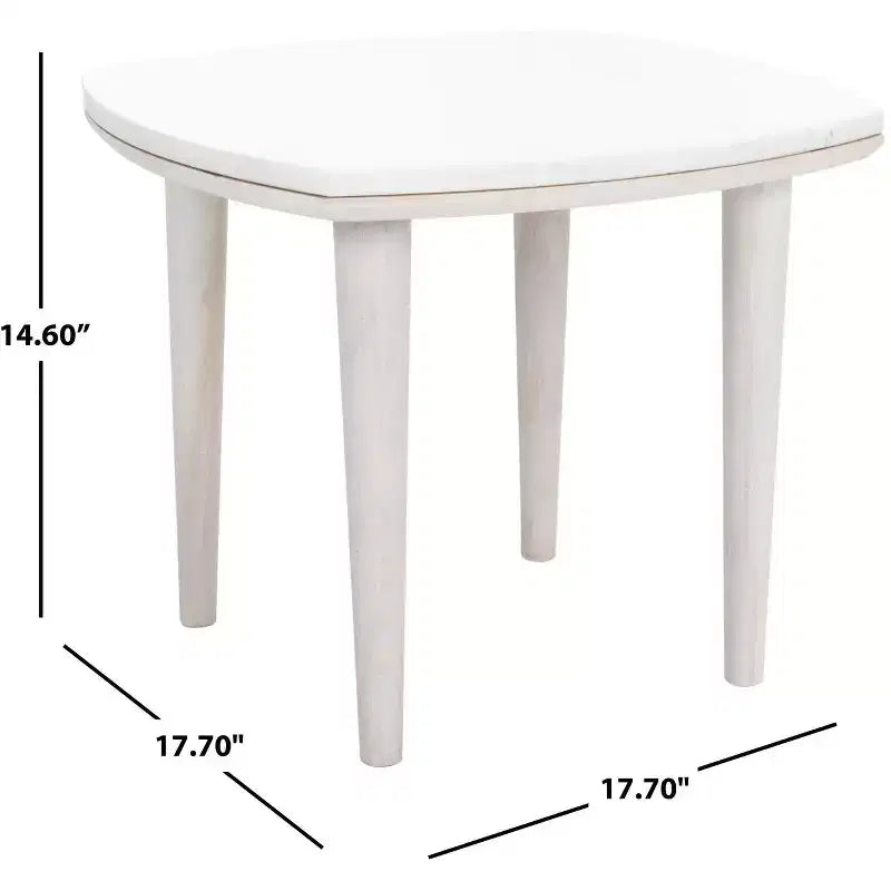 Table d'appoint en marbre du milieu du siècle, pieds en bois d'acacia, finition noyer, capacité de 13,6 kg