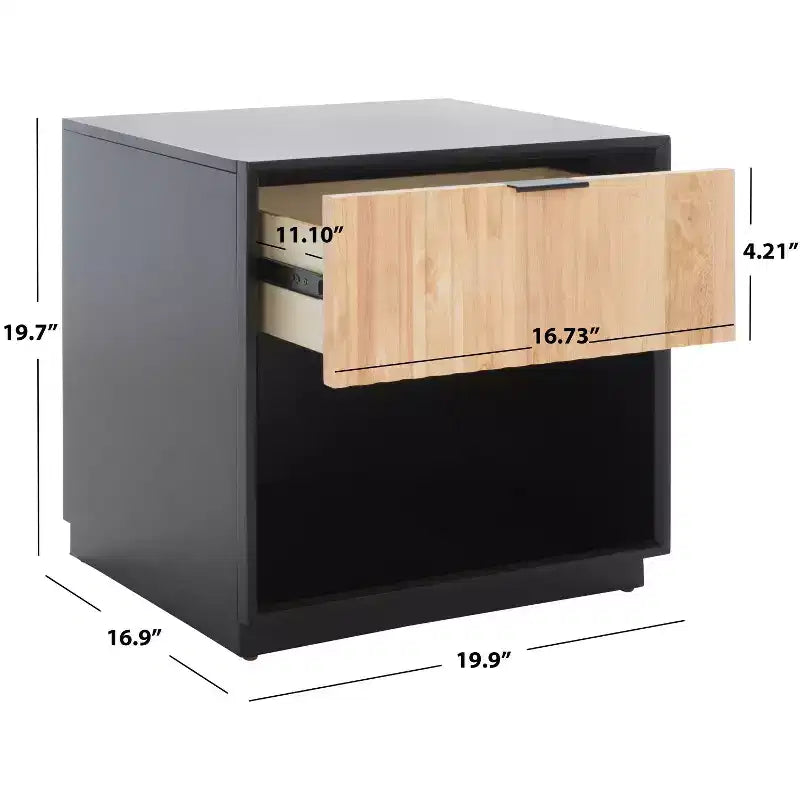 1-Drawer Nightstand with Open Shelf, Carved Wood Drawer & White Frame