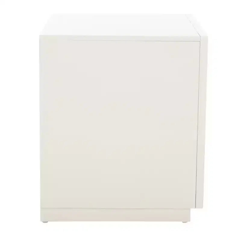1-Drawer Nightstand with Open Shelf, Carved Wood Drawer & White Frame