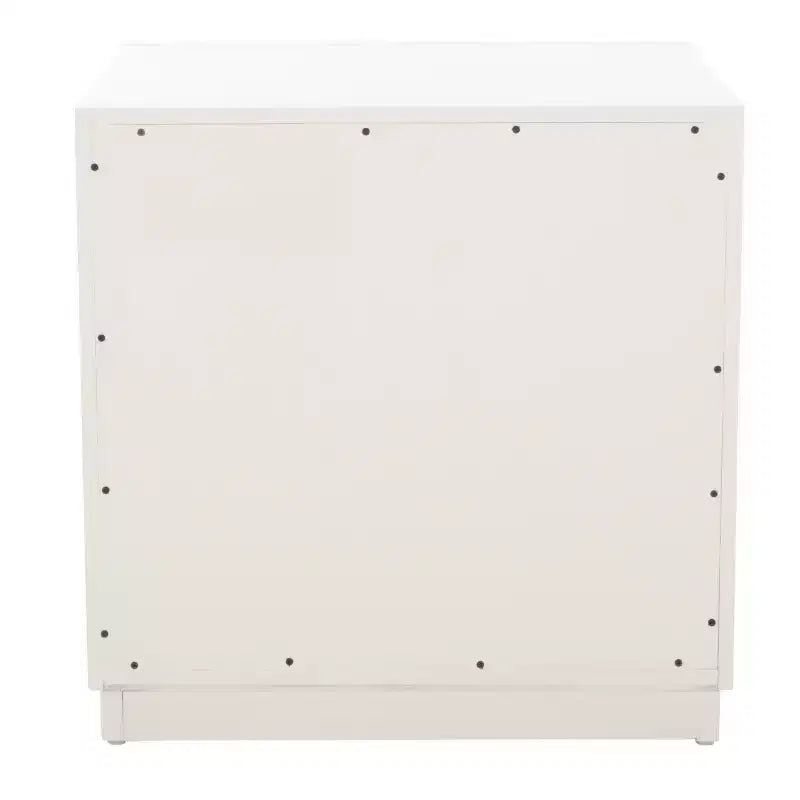 1-Drawer Nightstand with Open Shelf, Carved Wood Drawer & White Frame