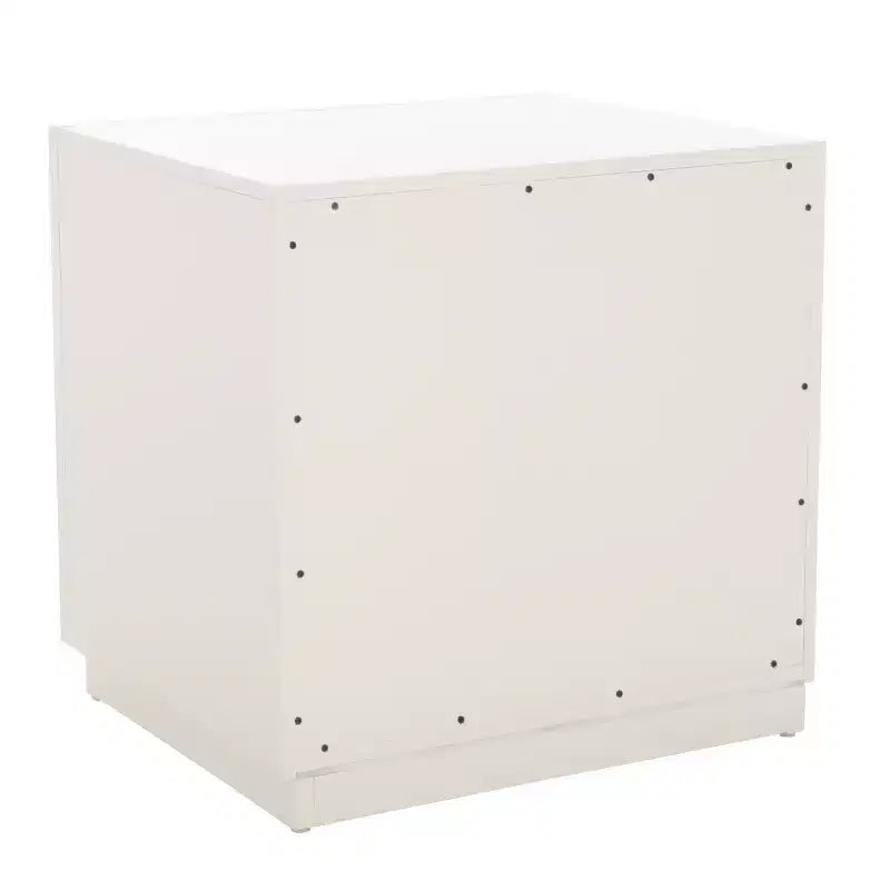 1-Drawer Nightstand with Open Shelf, Carved Wood Drawer & White Frame