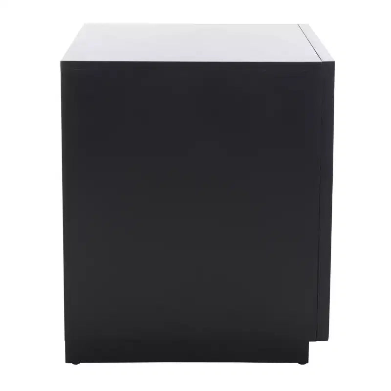 1-Drawer Nightstand with Open Shelf, Carved Wood Drawer & White Frame