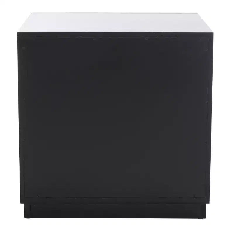 1-Drawer Nightstand with Open Shelf, Carved Wood Drawer & White Frame
