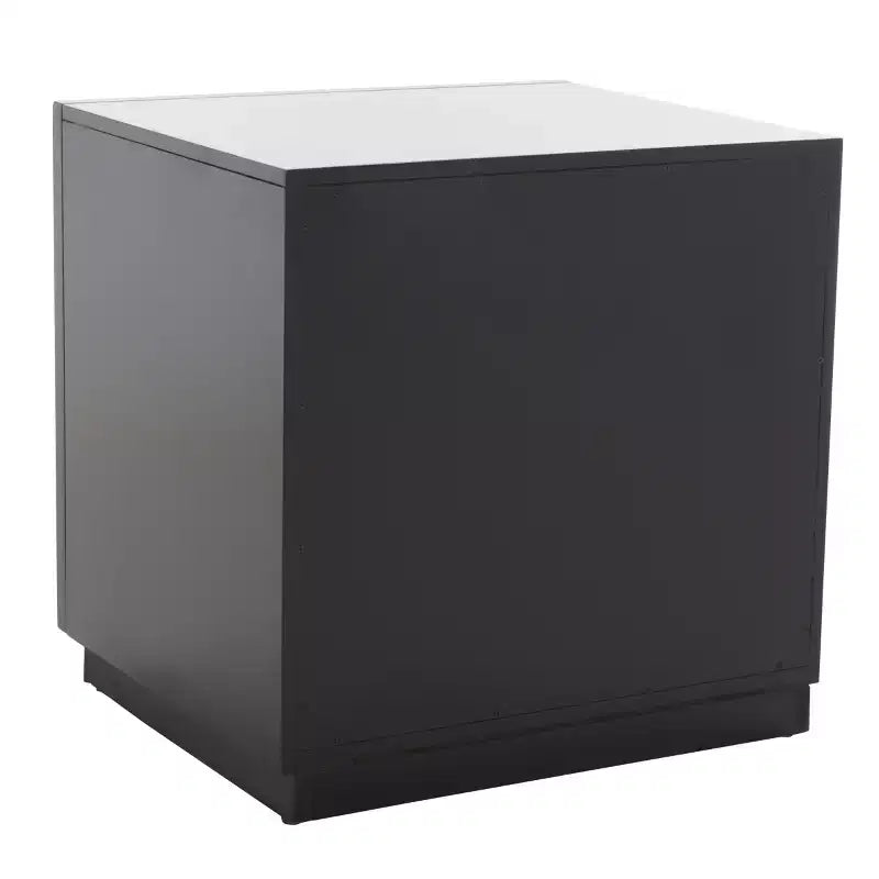1-Drawer Nightstand with Open Shelf, Carved Wood Drawer & White Frame