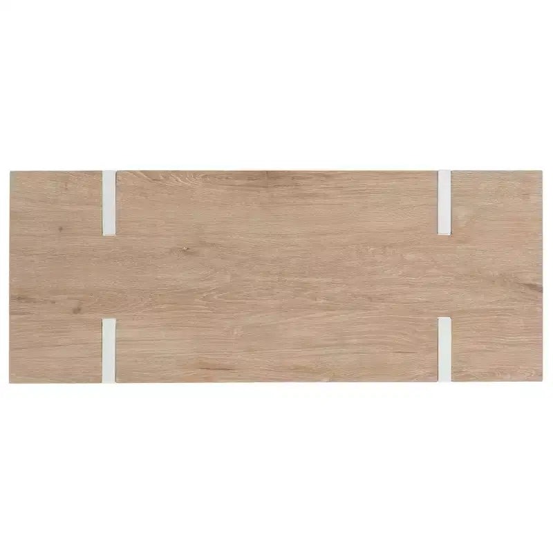Console scandinave avec pieds épingle, plateau en placage de bois, marron/blanc