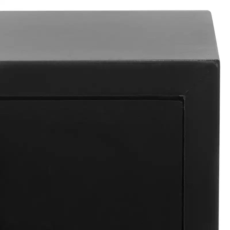 Commode à 3 tiroirs avec pieds fuselés, finition taupe et poignées noires